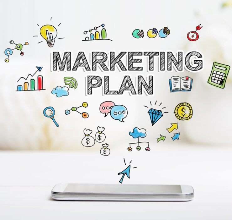 Marketing,Plan,Concept,With,Smartphone,On,White,Table