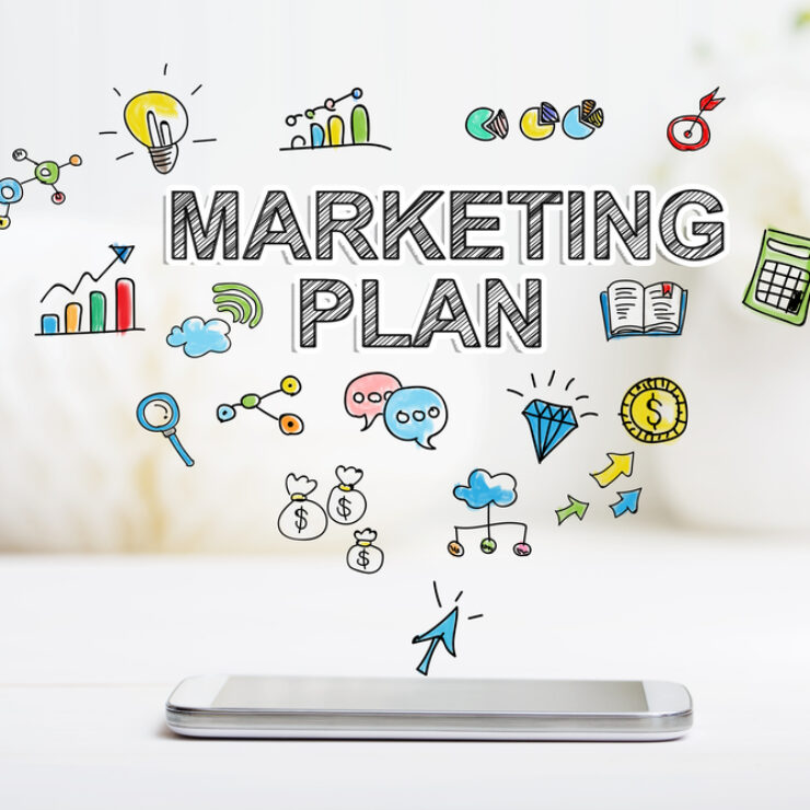 Marketing,Plan,Concept,With,Smartphone,On,White,Table