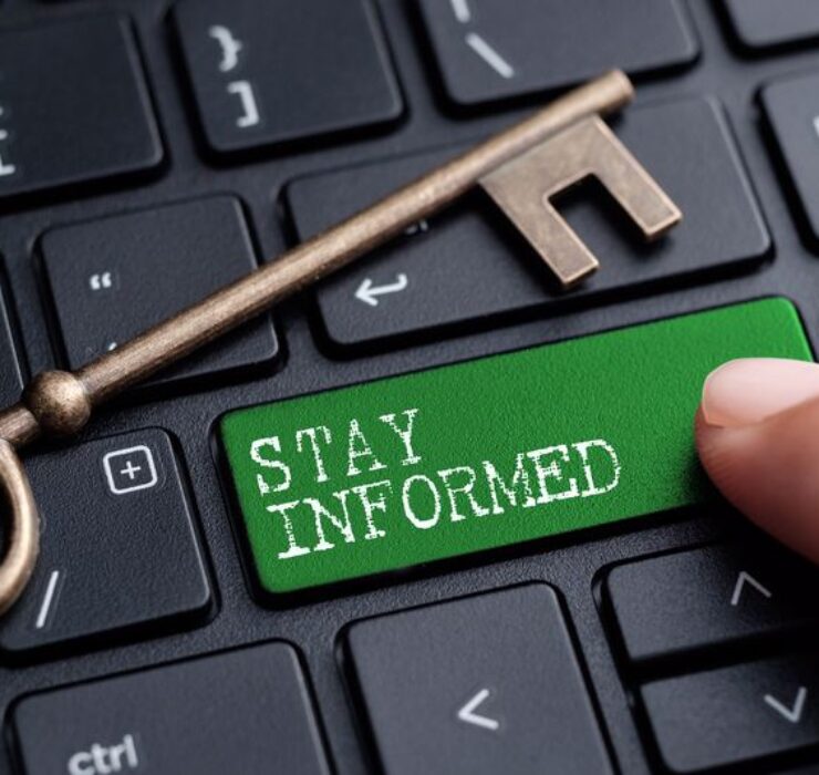 Closed,Up,Finger,On,Keyboard,With,Word,Stay,Informed