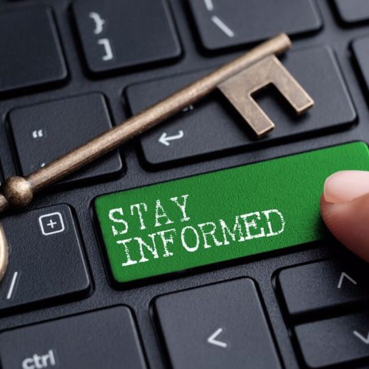 Closed,Up,Finger,On,Keyboard,With,Word,Stay,Informed