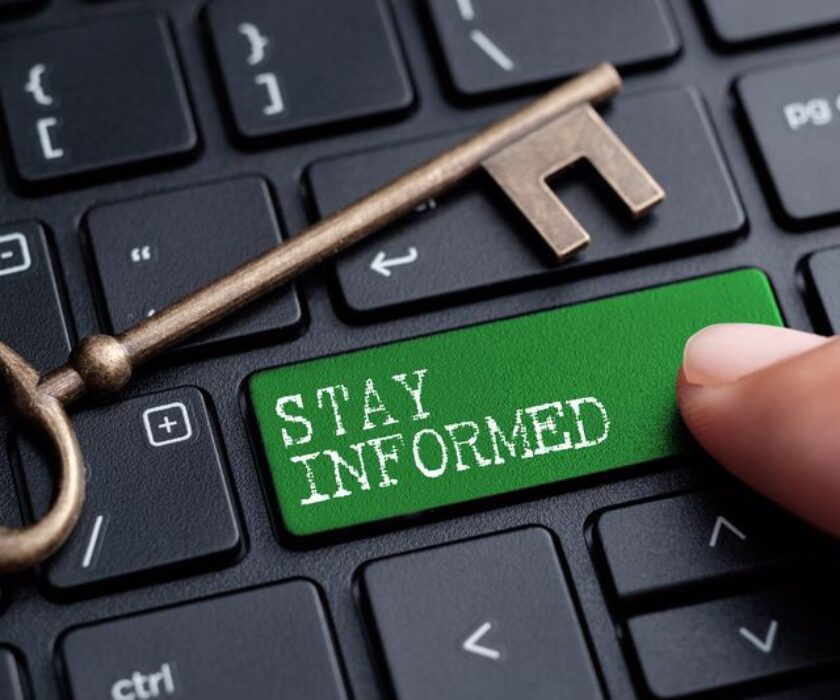 Closed,Up,Finger,On,Keyboard,With,Word,Stay,Informed