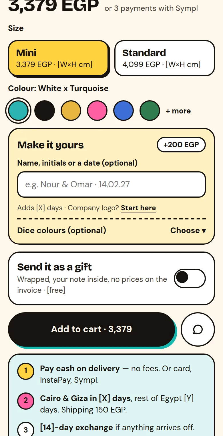 Product options after